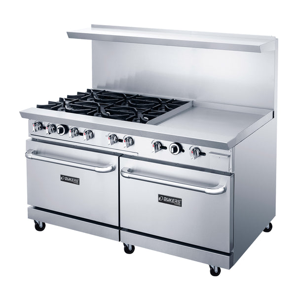 Dukers DCR60-6B24GM NG~LP Gas Range /Oven for Restaurants