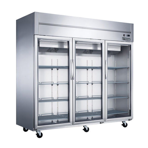 Dukers D83AR-GS3 82’’ Reach-in Commercial Refrigerator with 3 Glass Doors