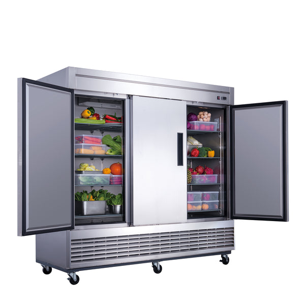 Dukers D83R 82’’ Reach-In Commercial Refrigerator with 3 Solid Doors