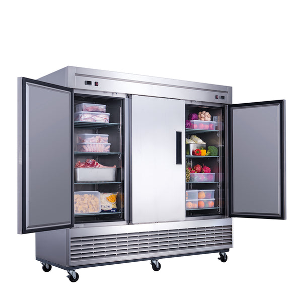 Dukers D83F 82‘’ Reach-In Commercial Freezer with 3 Solid Doors