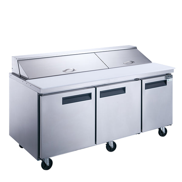 Dukers DSP72-18-S3 72’’ Commercial Refrigerated 3 Door Sandwich & Salad Prep Table 18 1/6 Pan Capacity